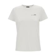 Hvid T-shirt med Logo Print og Lange Ærmer