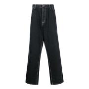 Sorte Denim Jeans med Kontrast Syninger