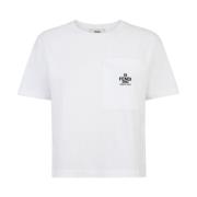 Hvid kortærmet T-shirt med broderet logo