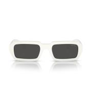 Uregelmæssig Form Hvide Solbriller med Mørkegrå Linser