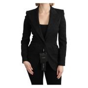 Elegant Sort Brokade Blazer Jakke