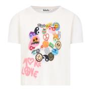 Ivory Bomuld Smiley Print T-Shirt