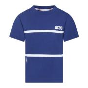 Blå Stribet Bomuld T-Shirt