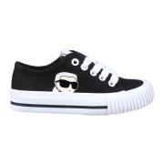 Sorte Stof Sneakers med Karl Lagerfeld Patches