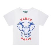 Hvid Bomuld T-Shirt med Elefant Logo