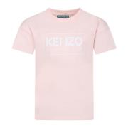 Pink Bomuld T-shirt med Hvidt Logo