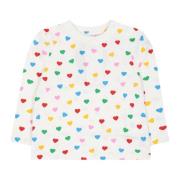 Bomuld Langærmet T-shirt med Multifarvet Hjertetryk