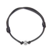 Black String Bracelet with Silver