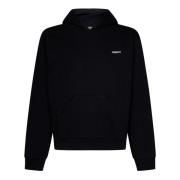 Sort Sweater med Hætte og Hvidt Logo