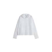 Hvid Bomuldspoplin Skjorte med Hætte