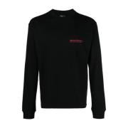 Sort herre crew-neck sweater med kontrastprint