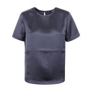 Blå Fluid Lyocell Jersey T-shirt