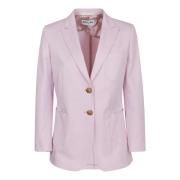Pink Single-Breasted Jacket med Gyldne Knapper