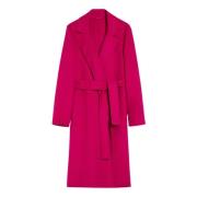 Fuchsia Uldblandet Wrap Coat