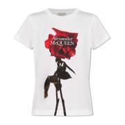 Skygge Rose trykt T-shirt