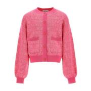 Fuchsia Strikket Cardigan Sweaters