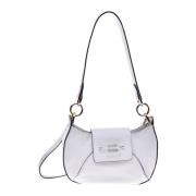 Shoulder bag in white tumbled leather