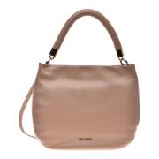 Shoulder bag in nude tumbled leather