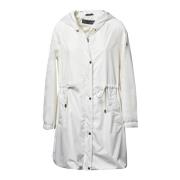 Parka in white fabric and mesh