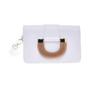 Clutch bag in white tumbled leather