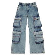 Cargo marmorerede straight jeans - D-Sire