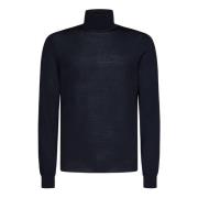 Blå Roll Neck Sweater til Mænd