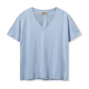 Mos Mosh Mmmain V-Ss Deco Tee Toppe & T-Shirts 163650 Cashmere Blue