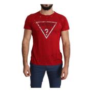 Rød Bomuld Rund Hals T-shirt Italien
