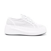 Hvide Casual Lukkede Flade Sneakers