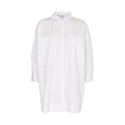 Hvid Bomuldsskjorte med Lomme