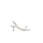 Sølv Læder Sandaler med PVC Strop