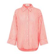 Soaked In Luxury Slbelira Shirt 3/4 Bluser 30407416 Hot Coral Stripes