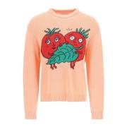 Glad Tomater Jacquard Bomuldssweater