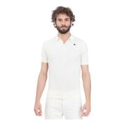 Herre Creme Polo Shirt med Logo Patch