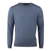 Lyseblå Cable Knit Merino Wool Sweater
