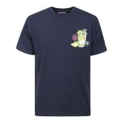Bomuld T-shirt med Bryst og Ryg Print