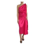 Fuchsia Silke One-Shoulder Wrap Kjole