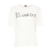Ivory White Brooklyn Print Bomuld T-shirt