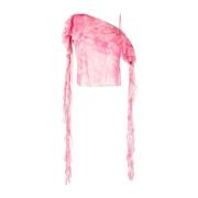 Pink Ruffled Silk Blouse