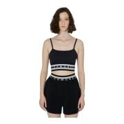 Elastisk Talje Crop Top Ærmeløs