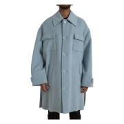 Lysblå Uld Trench Coat Jakke