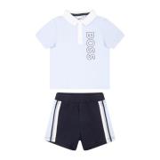 Lysblå Sport Polo Shirt Shorts