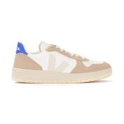 V-10 Læder Sneaker Hvid Beige Blå