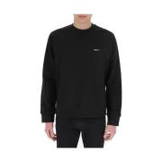 Sort Crewneck Strik med Logo Broderi