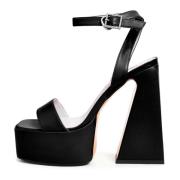 Elegant High-Heeled Sandals - Sort