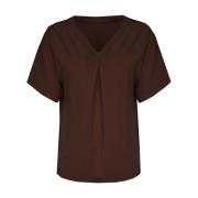 Brun V-hals Bluse Lauto