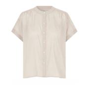 Elegant kortærmet bluse creme