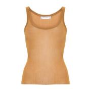 Brun Læder Silke Tank Top