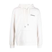 Broderet Logo Hættetrøje Ecru Sweatshirt