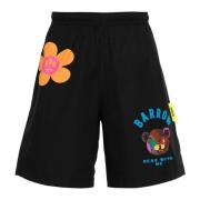 Sort Blomstret Bermuda Shorts